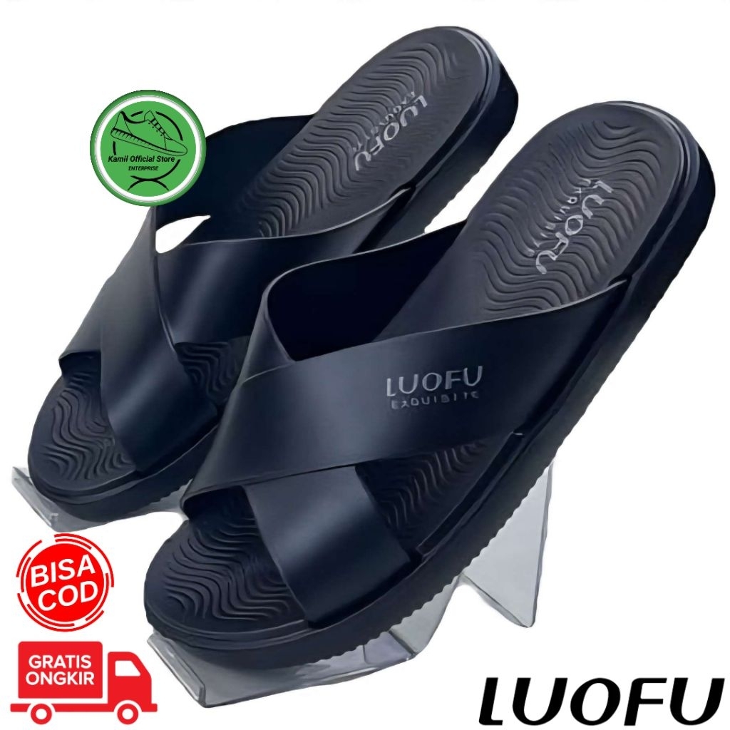 Sandal Luofu E6196 Kokop Silang Pria Black Series