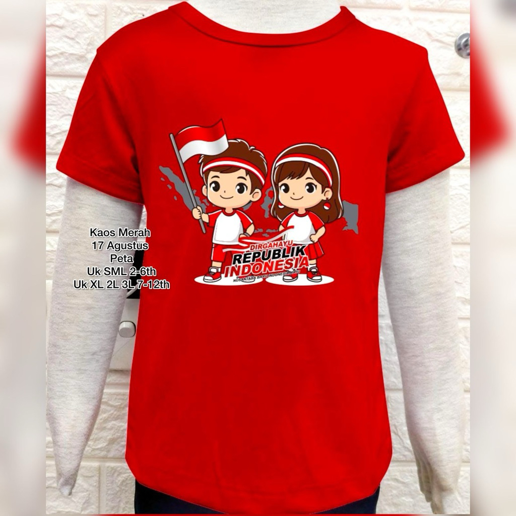 Kaos Anak Merah || Kaos anak 17 agustus || Kaos anak bahan premium 17 agustus