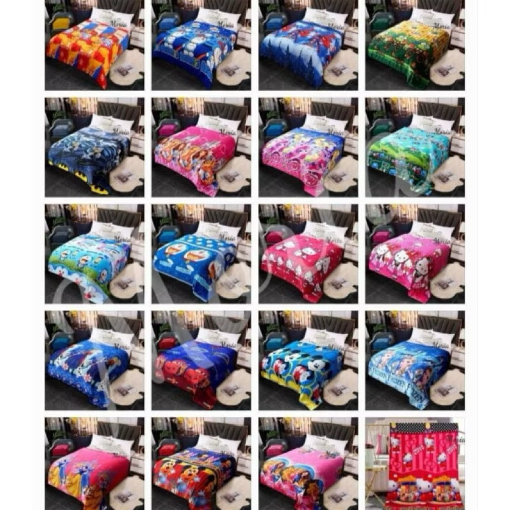 [TS] SELIMUT BULU KARAKTER ANAK DEWASA | 130x180 CM | SELIMUT MURAH | KADO DAN SOUVENIR - FREE TAS [