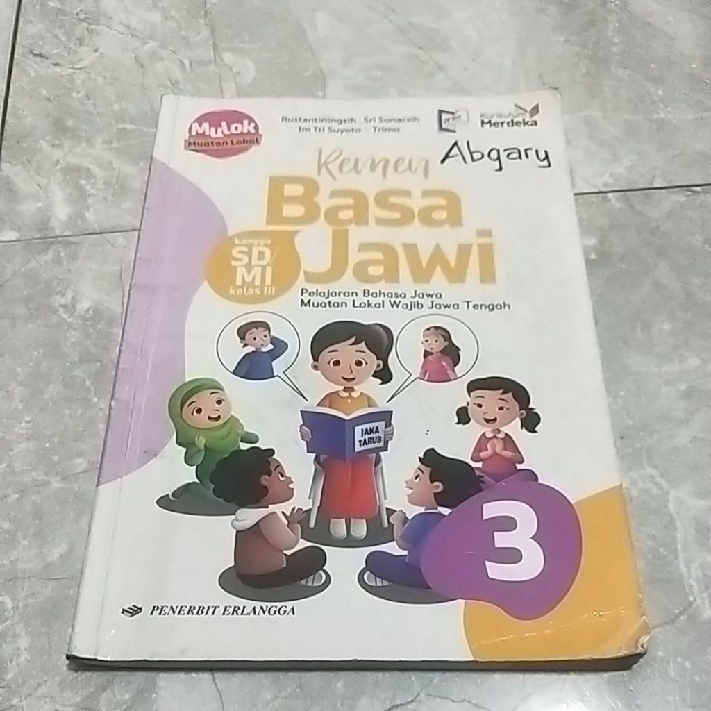 Buku paket  Remen Basa Jawi kelas 3 kondisi bekas, untuk SD/MI, kurikulum merdeka, penerbit erlangga