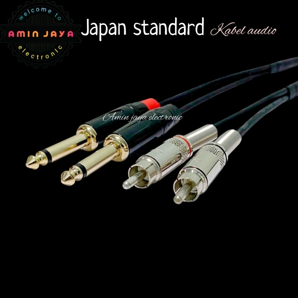 Kabel jack akai to rca / dual jack akai 6,5 to dual rca berkualitas