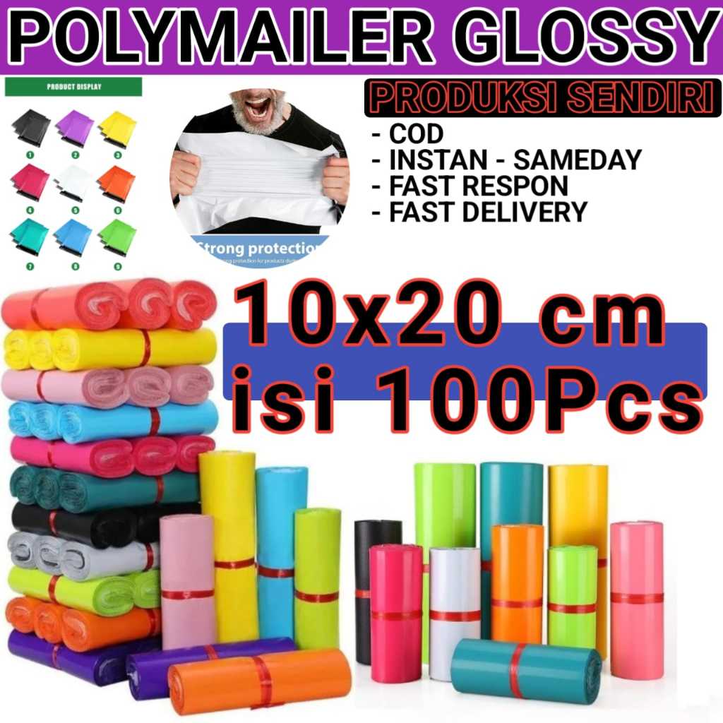 

Polymailer Glossy Warna Polymer 10x20 100 Pcs Premium Seal Lem Perekat - Kualitas Premium Tebal PE