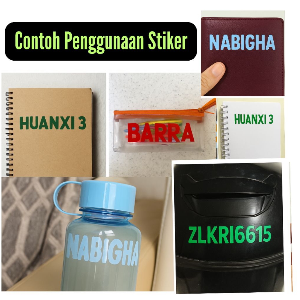 

MM3 - STIKER CUSTOM NAMA ALAT TULIS LABEL STIKER GLOSSY HOLOGRAM ANTI AIR ( SATU WARNA) CUTTING STICKER