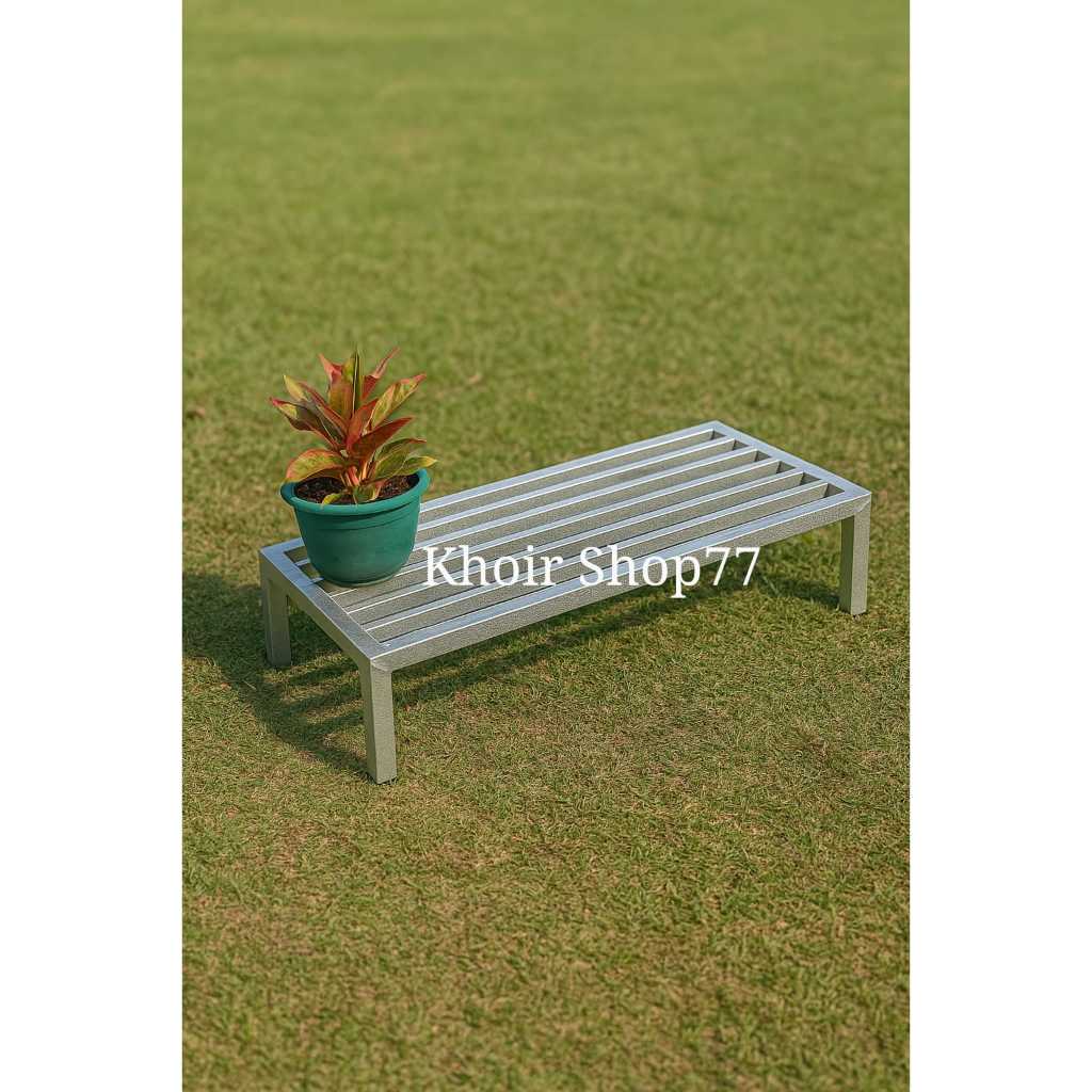 Rak Tanaman Stainless Hollow 40x20x85 cm – Rak Besi Tanpa Cat Warna Natural – Rak Pot Bunga Minimali