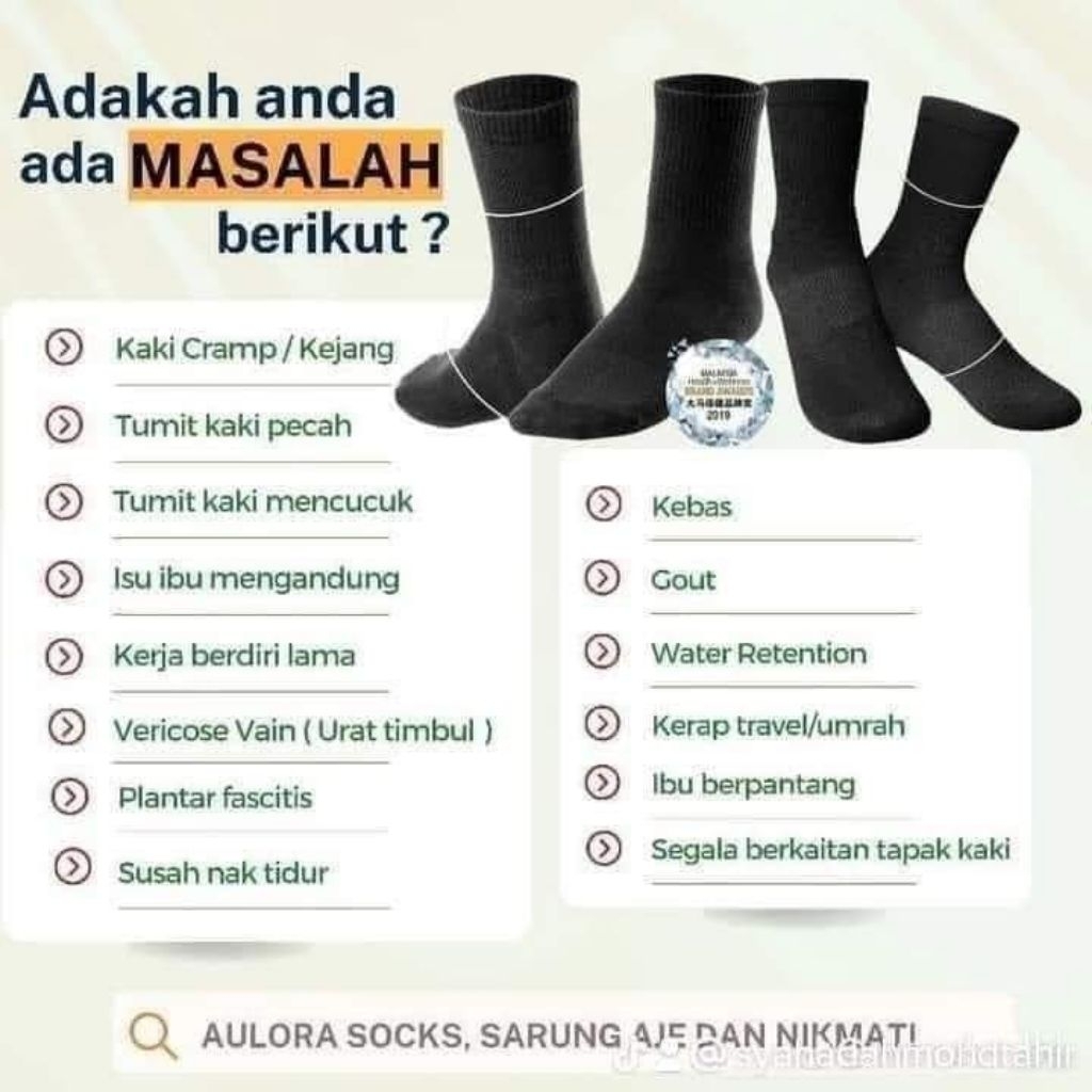 (READY STOCK) 100% GARANSI ORIGINAL KAOS KAKI AULORA WANITA ,KAOS KAKI AULORA ,KAOS KAKI KESEHATAN ,