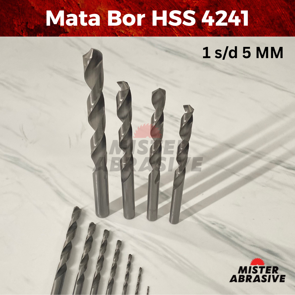 Mata Bor Besi 4241 HSS Twist Drill Bit DIN 338 untuk Kayu, Plastik, Aluminium, Metal Soft 1 2 3 4 5 