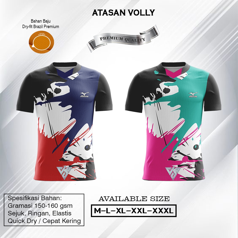 Baju Volly Pria Wanita Jersey Voli Putri Kaos Olahraga Atasan Voly Cowok Cewek Printing