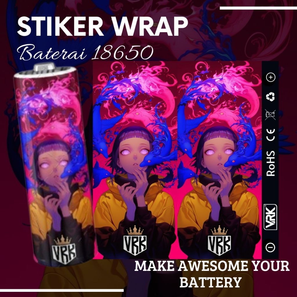 Holdingskyofficial - ( 1 BIJI ) Stiker Baterai 18650  Lucid Dreamer   Untuk Melindungi Dan Mempercan