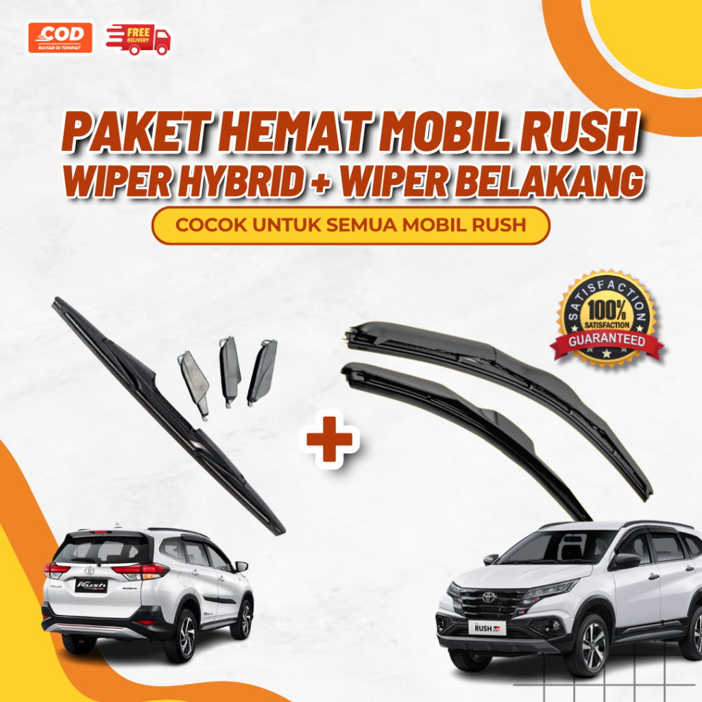 Paket Hemat Mobil RUSH Wiper Hybrid + Wiper Belakang Cocok RUSH Type Lama Dan Terbaru Bisa COD