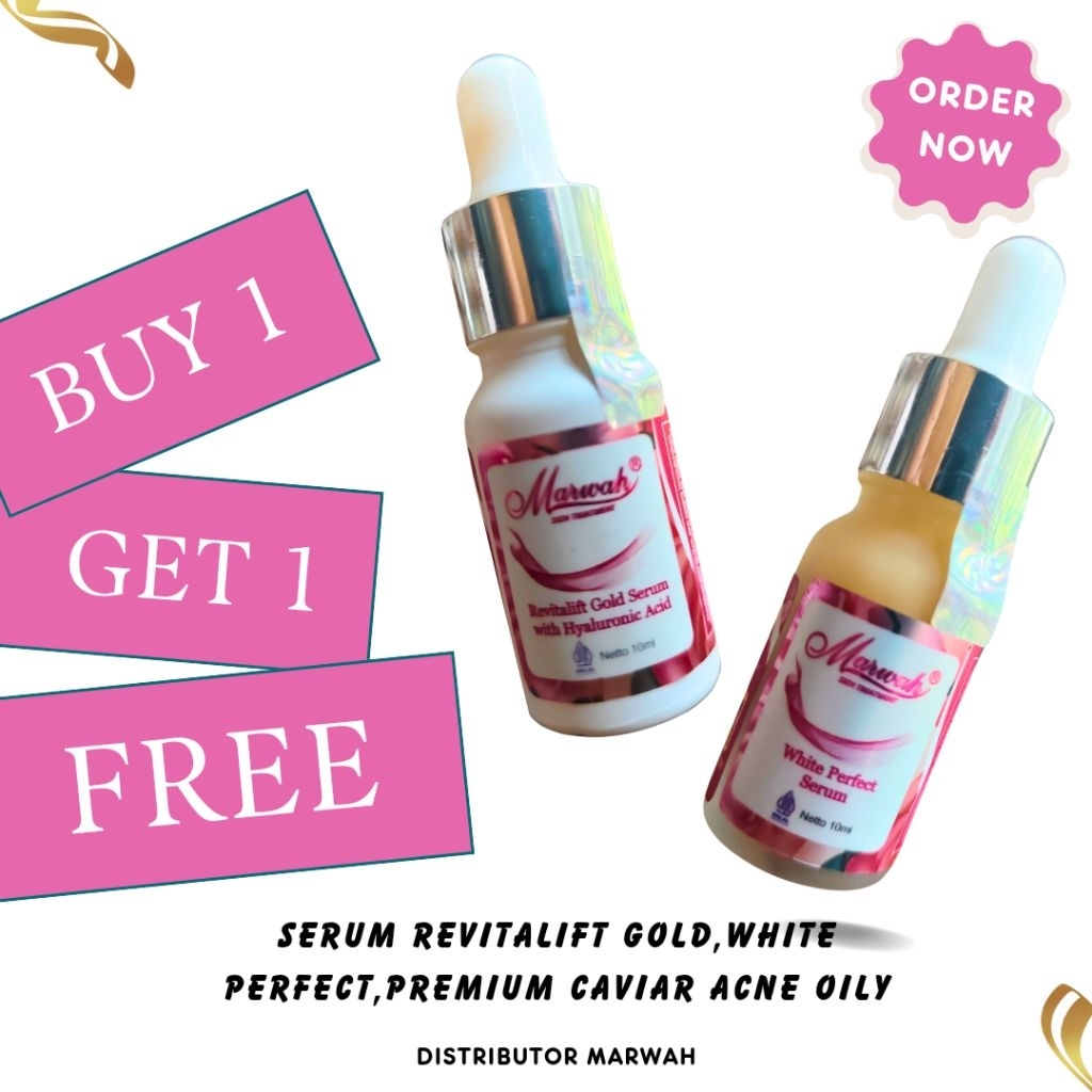 PROMO BUY 1 GET 1 SERUM MARWAH SKINCARE ED 2027 2028 REVITALIFT GOLD, CAVIAR ACNE AND OILY WHITE PER