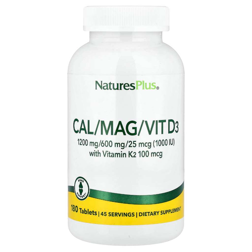 Natures Plus Cal/Mag/Vit D3 with Vitamin K2 90 180 Tablets