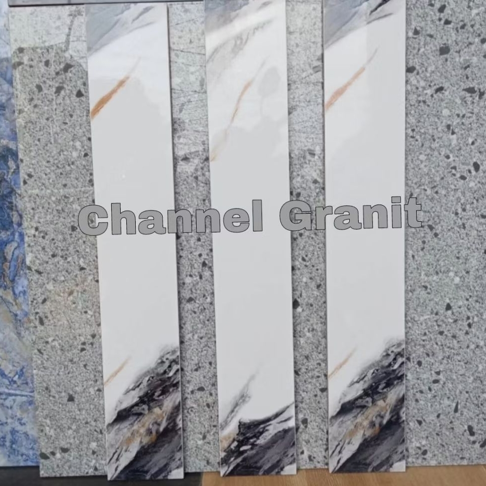 Granit list/plint 10×60 Putih Motip Tyara White permukaan Glosy mengkilap