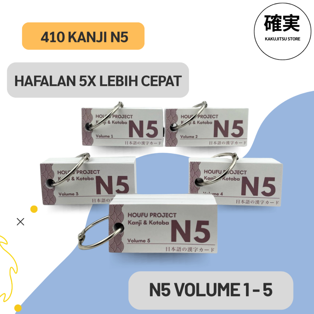 (410 Kanji) FLASH CARD KANJI & KOTOBA N5 VOLUME 1-5