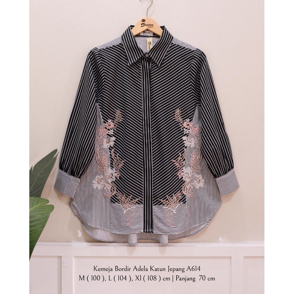 Kemeja Adela Salur Bordir Premium Katun Jepang Import A 614 | Blouse Wanita Premium | Atasan Wanita 
