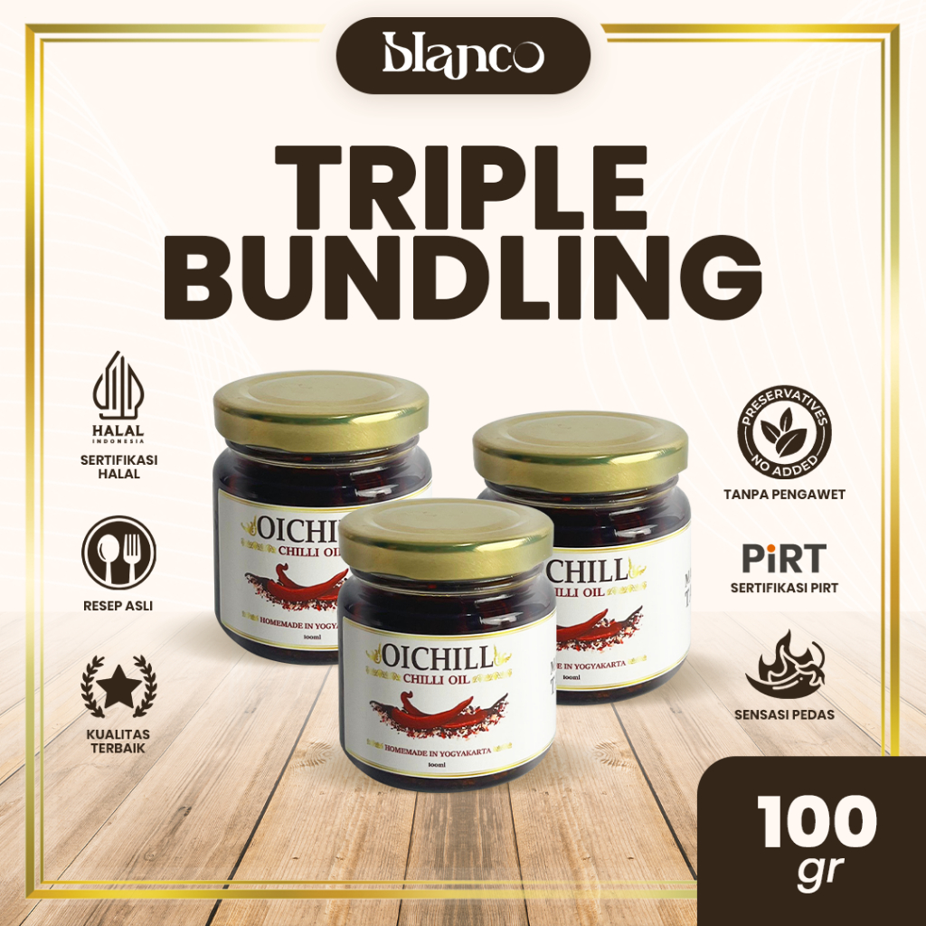 

Chili Oil by Blanco - Minyak Cabai | Resep Alami | Sensasi Pedas Juara | 100% Cabai | Triple Bundline