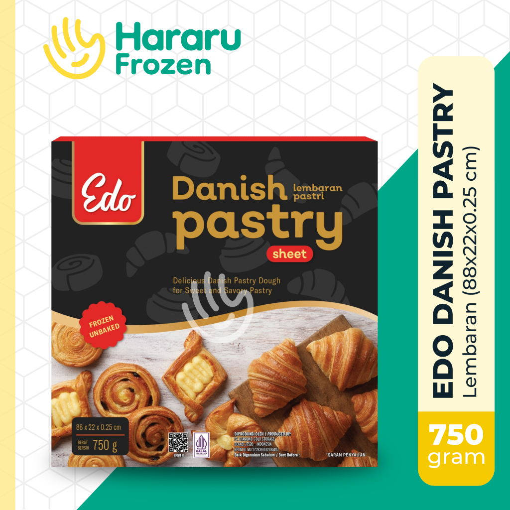 

Edo Danish Pastry Sheet | Kulit Pastry Croissant Croffle Frozen