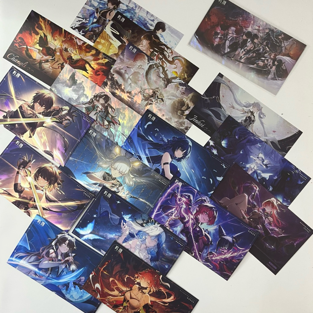 

OFFICIAL READY STOCK Wuthering Waves Postcards Anniversary Rover Yinlin Changli Zhezhi Jihnsi Shorekeeper Yangyang Hologram