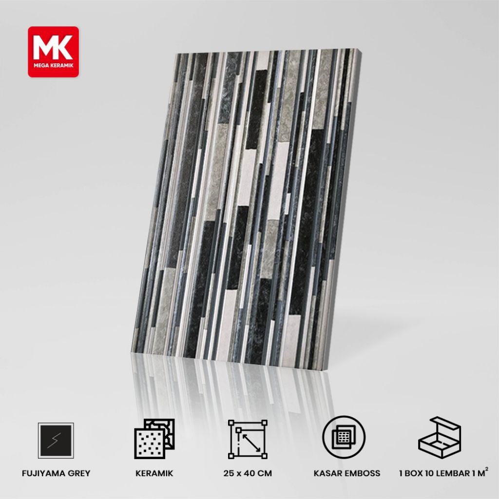 Keramik Dinding Kasar & Matt Fujiyama Grey 25x40