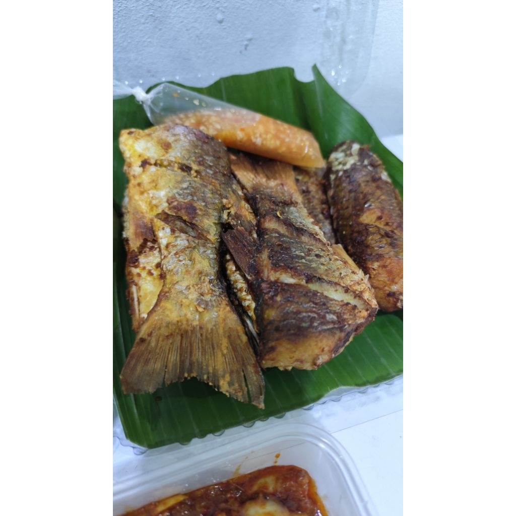 

Ikan belanak/ ikan bu chi goreng dengan cocolan sambel bawang putih