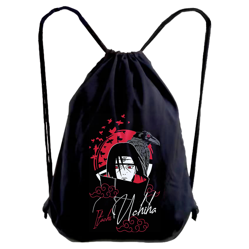 Stringbag Hitam Anti Air - Tas Serut Gendong Anime AOT Multifungsi