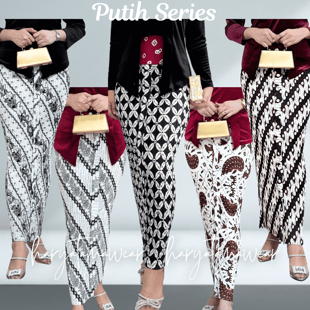 Rok Batik Plisket Wiru/Wiron Seri Putih Jarik Instan Melar untuk kondangan wisuda amongtamu akad