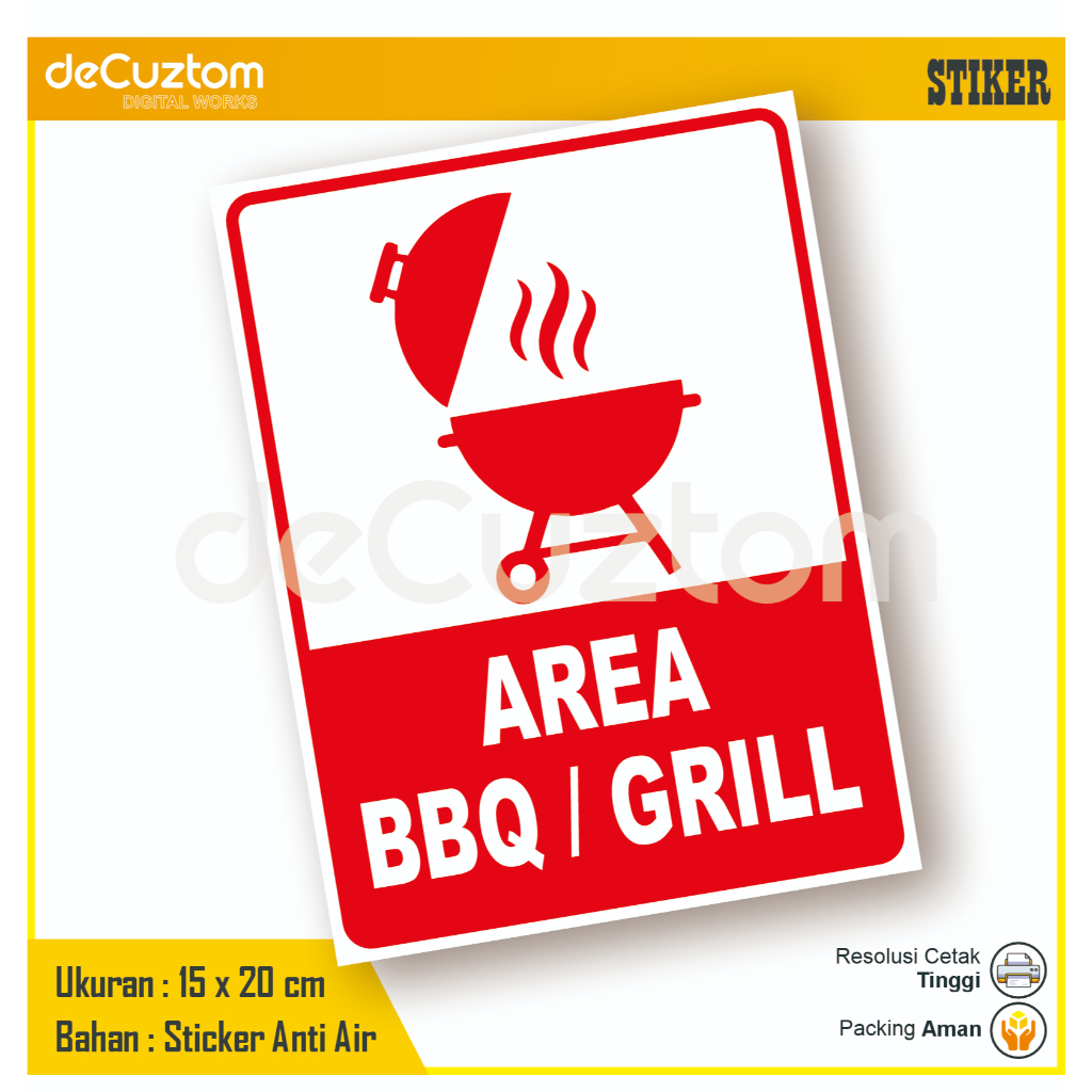 

Sticker Area BBQ / Stiker Lokasi Grill Barbeque deCuztom