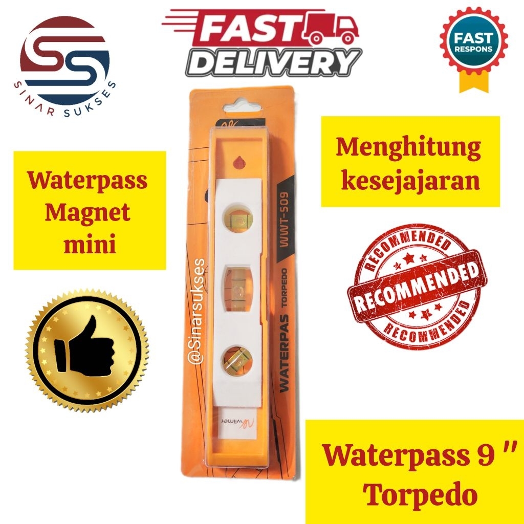 Waterpass 9 inch Torpedo/ Waterpass Magnet Mini/ Waterpass Kecil