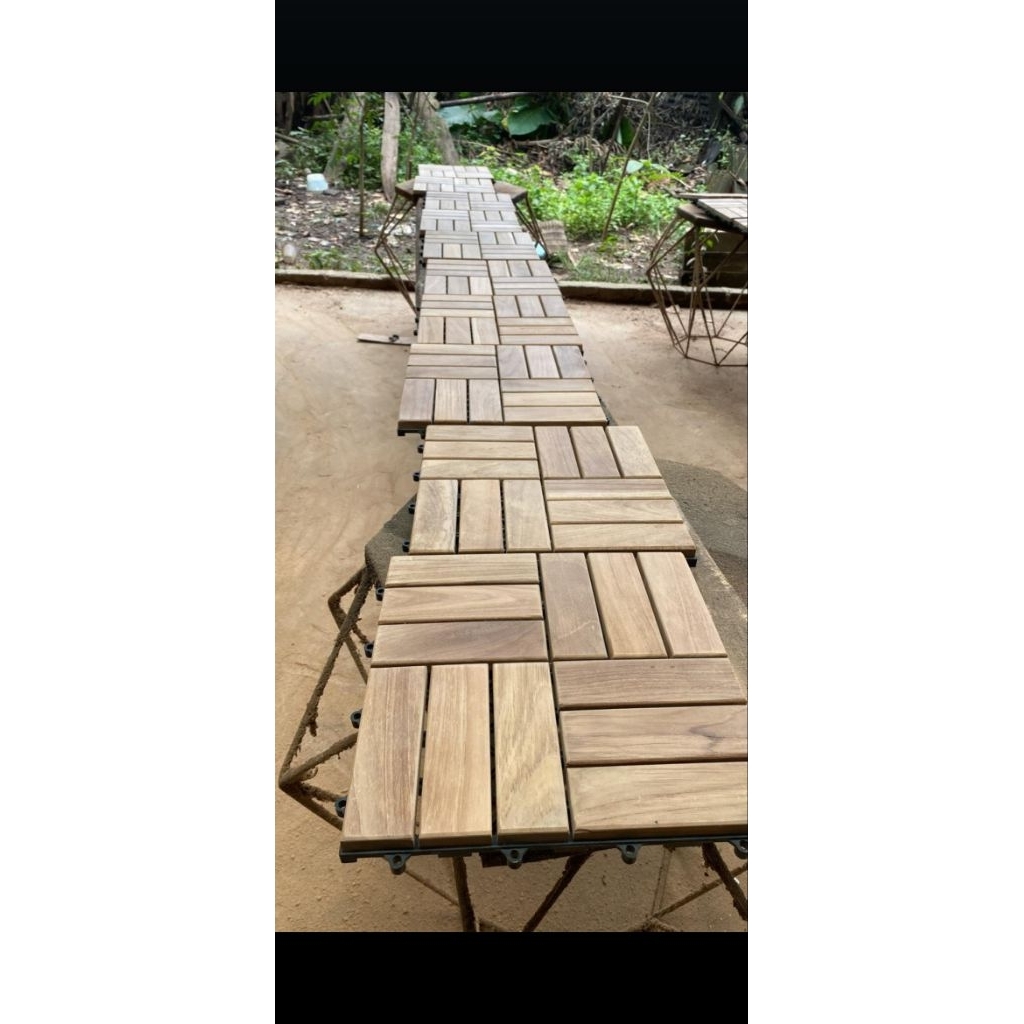 Bundle 10 pcs Lantai kayu jati perhutani 30x30 jepara natural amplas halus
