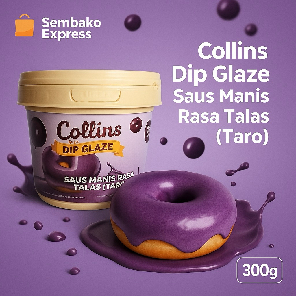 

Collins Dip Glaze Taro 300g – Saus Manis Rasa Talas, Topping Donat Ungu Siap Pakai