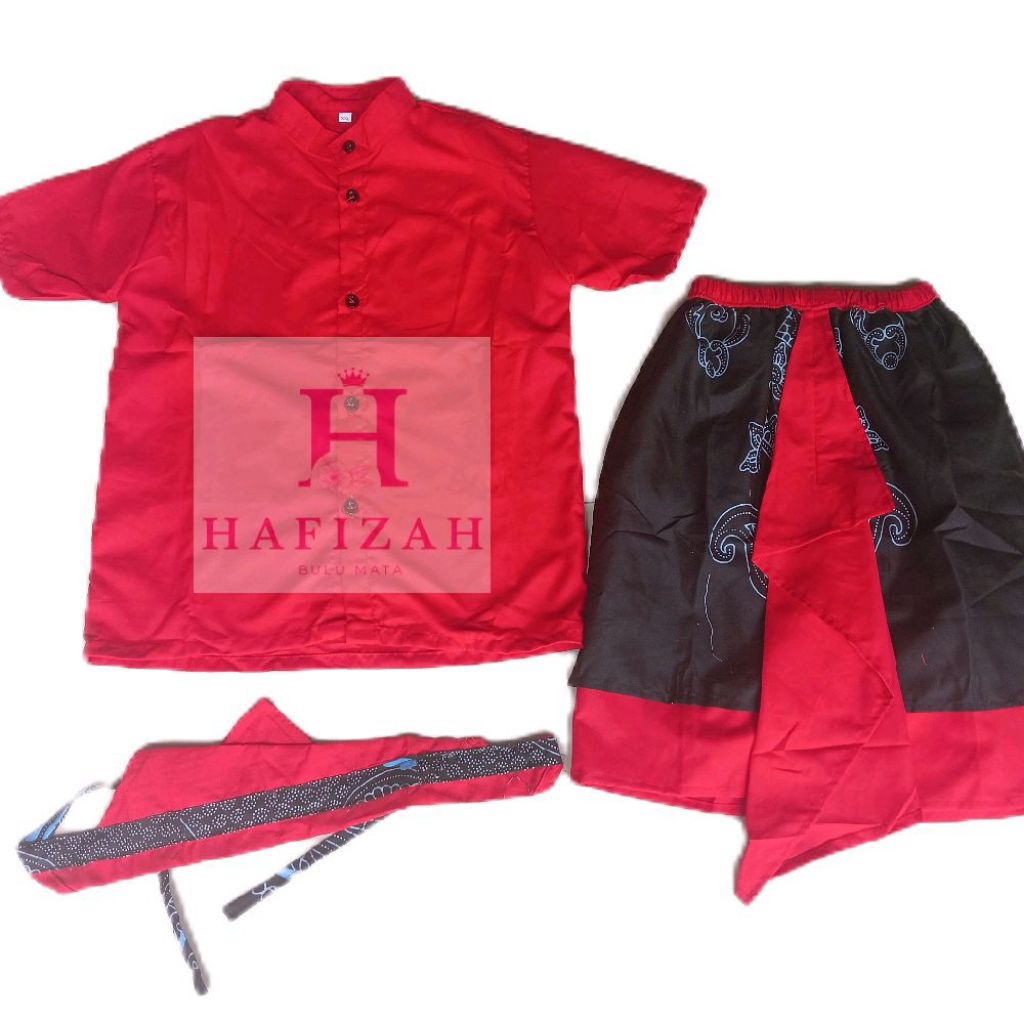 HAFIZAH Setelan Baju Adat Bali Anak Laki-laki Umur 3-9 Tahun Udeng Songket untuk Karnaval