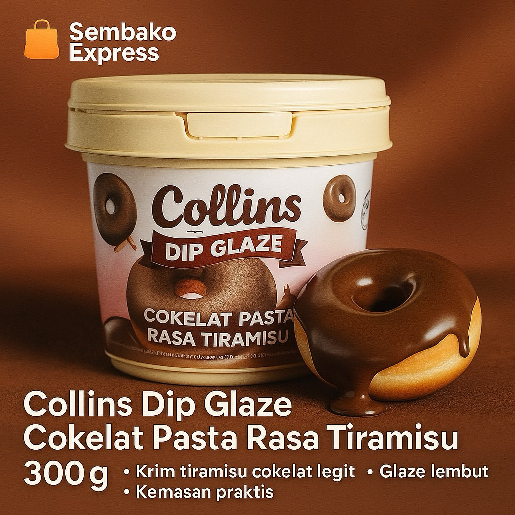 

Collins Dip Glaze Tiramisu 300g – Cokelat Pasta Rasa Premium untuk Donat & Kue