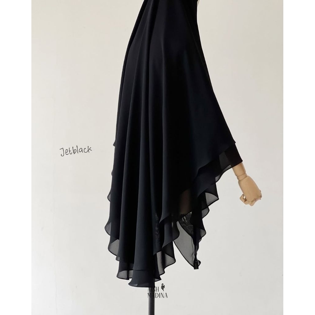 NWT Khimar NP Arabian Sifon Hariir Ummarah Double Layer color Jetblack AishMadina