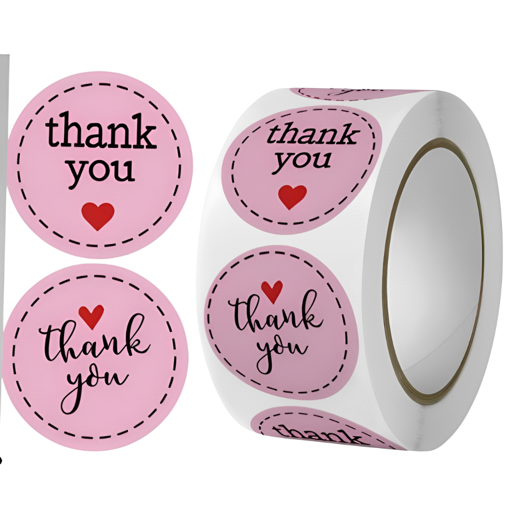 

Stiker Label Kue Minuman 500pcs Karakter Lucu Thank You Selamat Menikmati 2.5cm Bulat Roll
