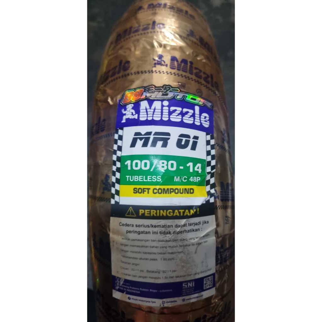 Ban Luar Tubless Mizzle MR 01 100/80-14 Soft Compound,Ban Matic Ring 14, Ban Donat