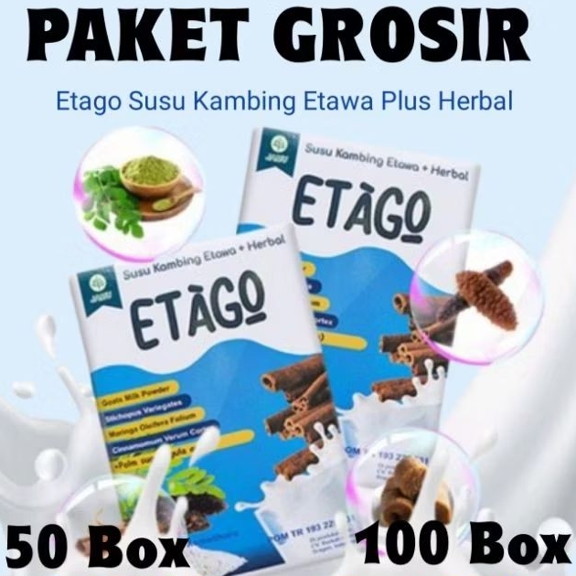 

Paket Grosir Etago Susu Kambing Etawa Plus Herbal 50 dan 100 box