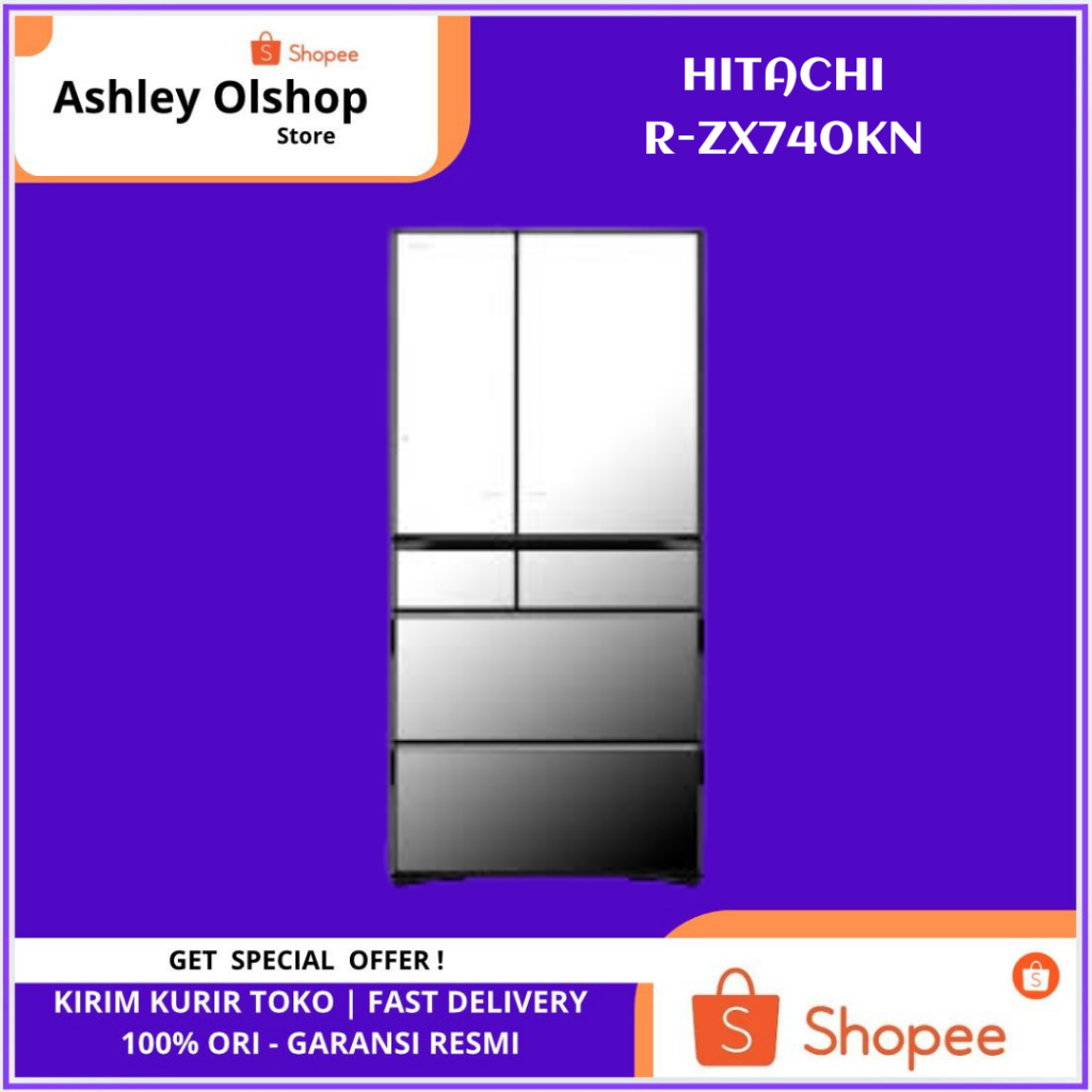 Kulkas Hitachi Multi Door R-ZX740KN Made In Japan Series 572L Kulkas 4 Door Hitachi RZX40KN
