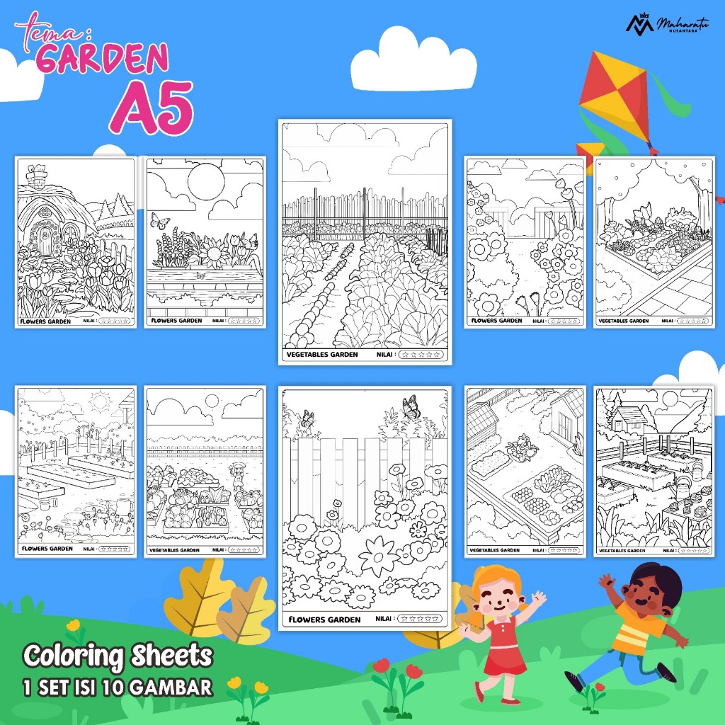 

KERTAS MEWARNAI EDUKASI ANAK TEMA GARDEN READY STOCK - COLORING SHEET ISI 10 LEMBAR UKURAN A5