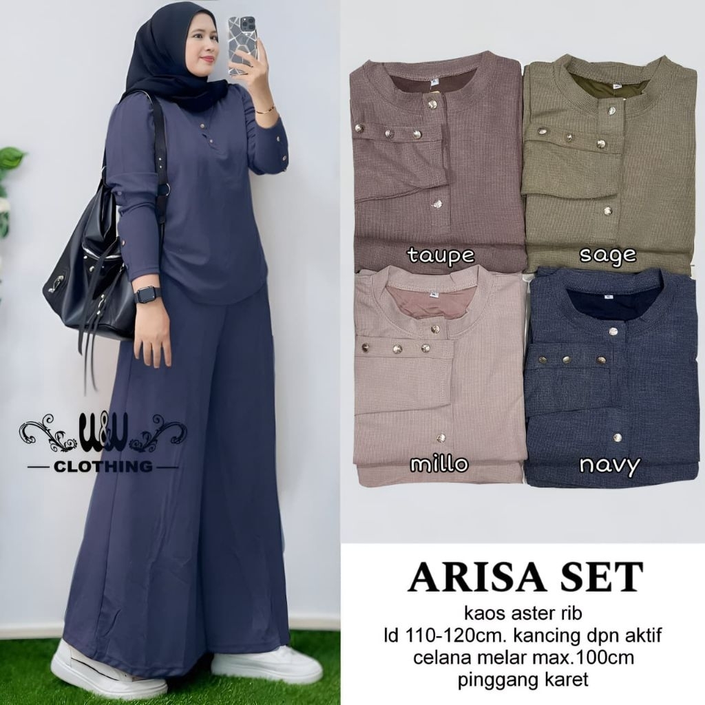 ARISA SET/SETELAN BLOUSE WANITA JUMBO/KAOS ASTER LD 120 CM FIT XXL