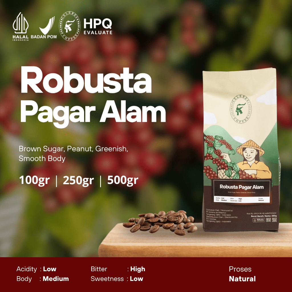 

CELEBES COFFEE - Kopi Robusta Pagar Alam - 100gr / 250gr / 500gr - Biji / Bean / Bubuk