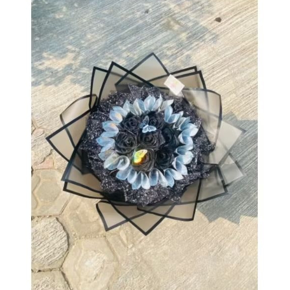 BUKET BUNGA PITA SATIN GLITER LINGKAR UANG - 20 tusuk (2000)