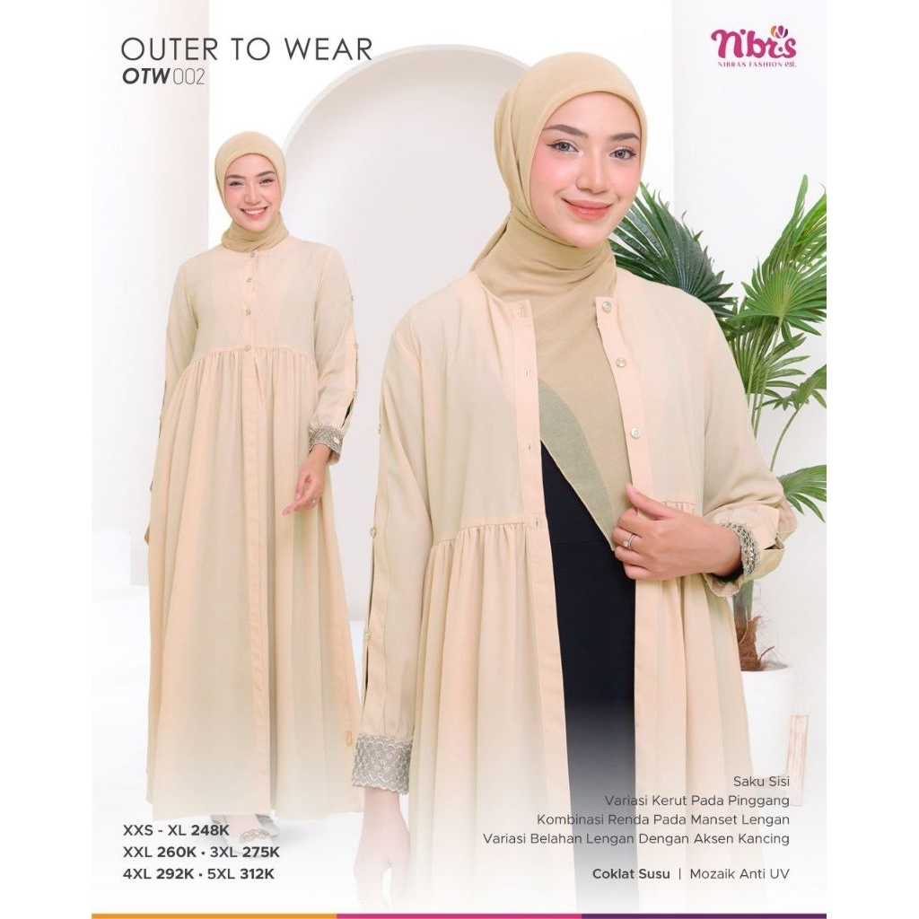 OTW 002 OUTER NIBRAS OUTER GAMIS OUTER GAMIS POLOS OUTER CANTIK MURAH TERBARU OOTD STYLE OUTER MUSLI