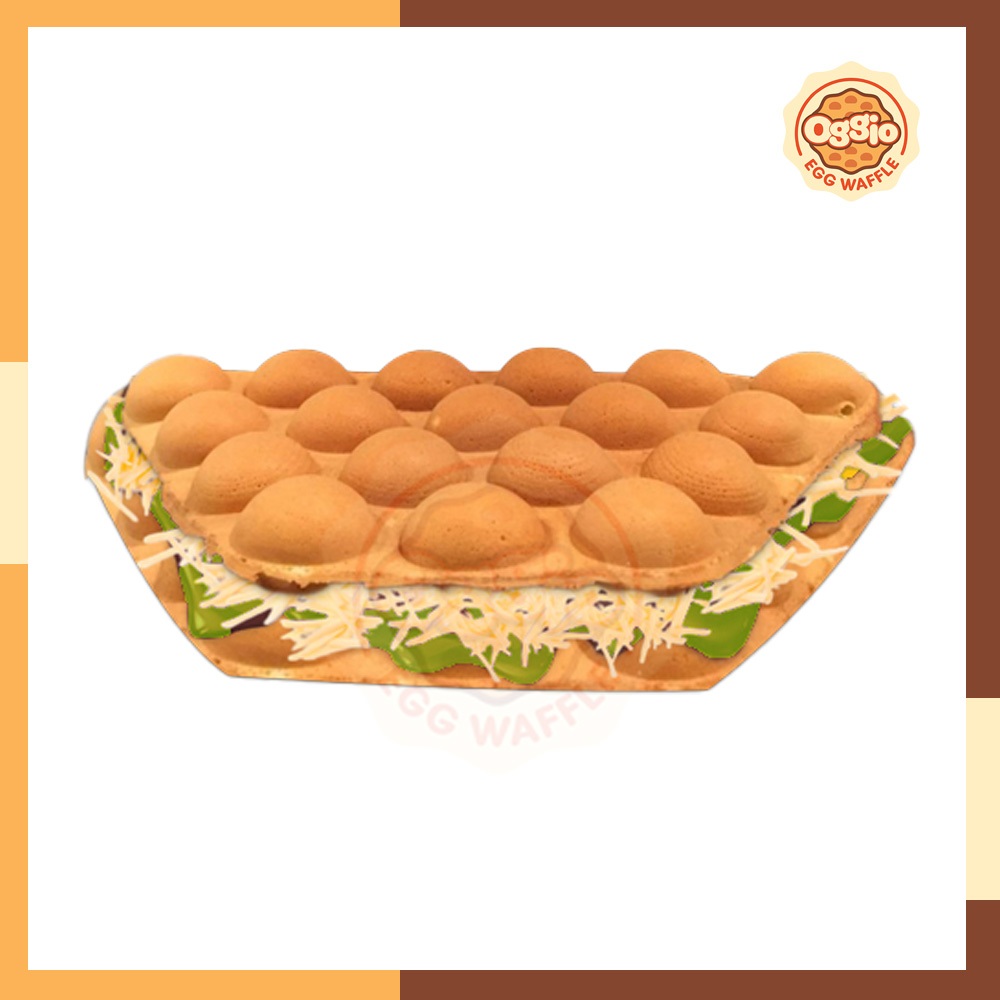 

Egg Waffle Matcha Cheese - Egg waffle matcha keju - Egg Waffle Greentea keju - Matcha keju parut - Selai matcha - Selai greentea - Keju parut - Oggio egg waffle - Bubble waffle