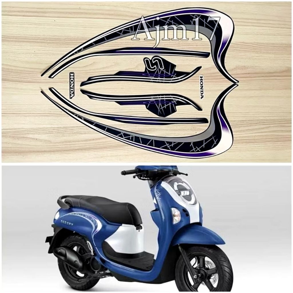 Striping lis sticker standar new Scoopy fashion 2024 2025 biru doff stiker Scoopy 2024 2025 fashion 