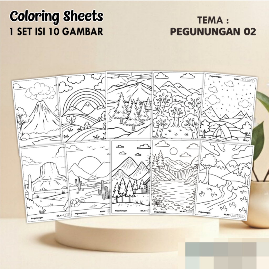 

KERTAS MEWARNAI TEMA PEMANDANGAN UKURAN A4 - COLORING SHEET FOR KIDS ISI 10 LEMBAR READY STOCK