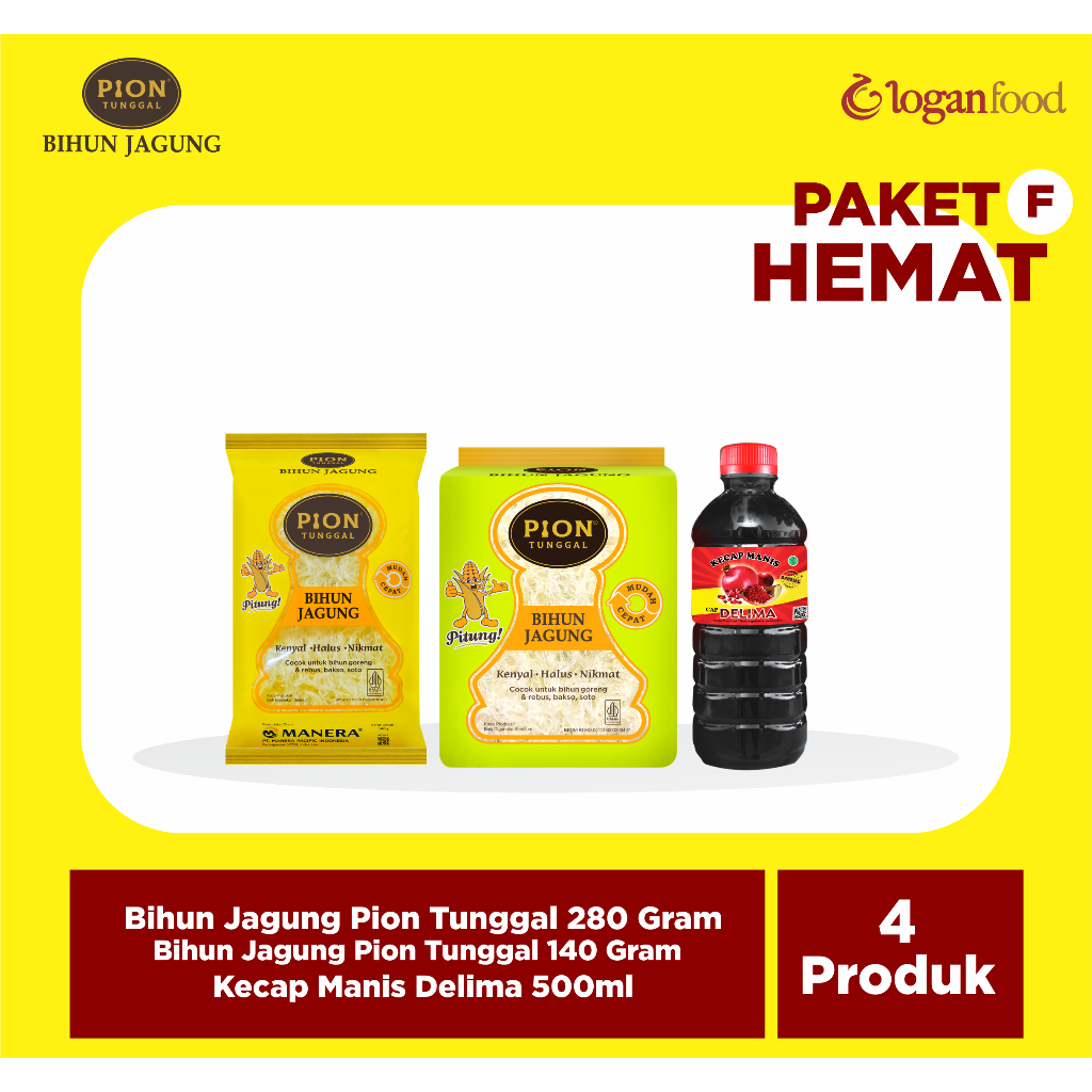 

PAKET HEMAT (F) - BIHUN JAGUNG HIJAU, KUNING - KECAP MANIS DELIMA 500ML