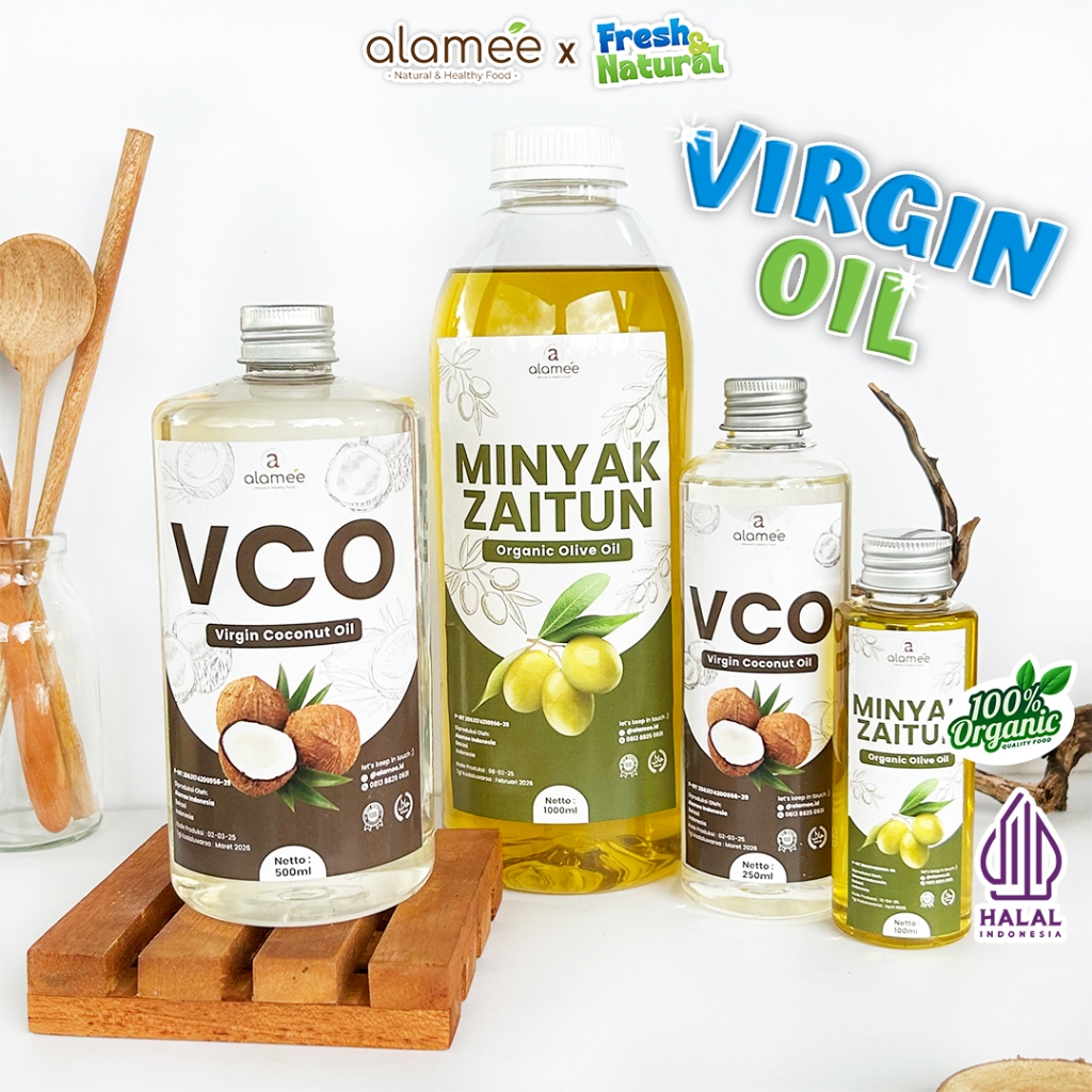 

ALAMEE Virgin Coconut Oil Minyak Zaitun Kelapa Murni Extra VCO Dapat Di minum Di masak Organik 1L fresh and natural
