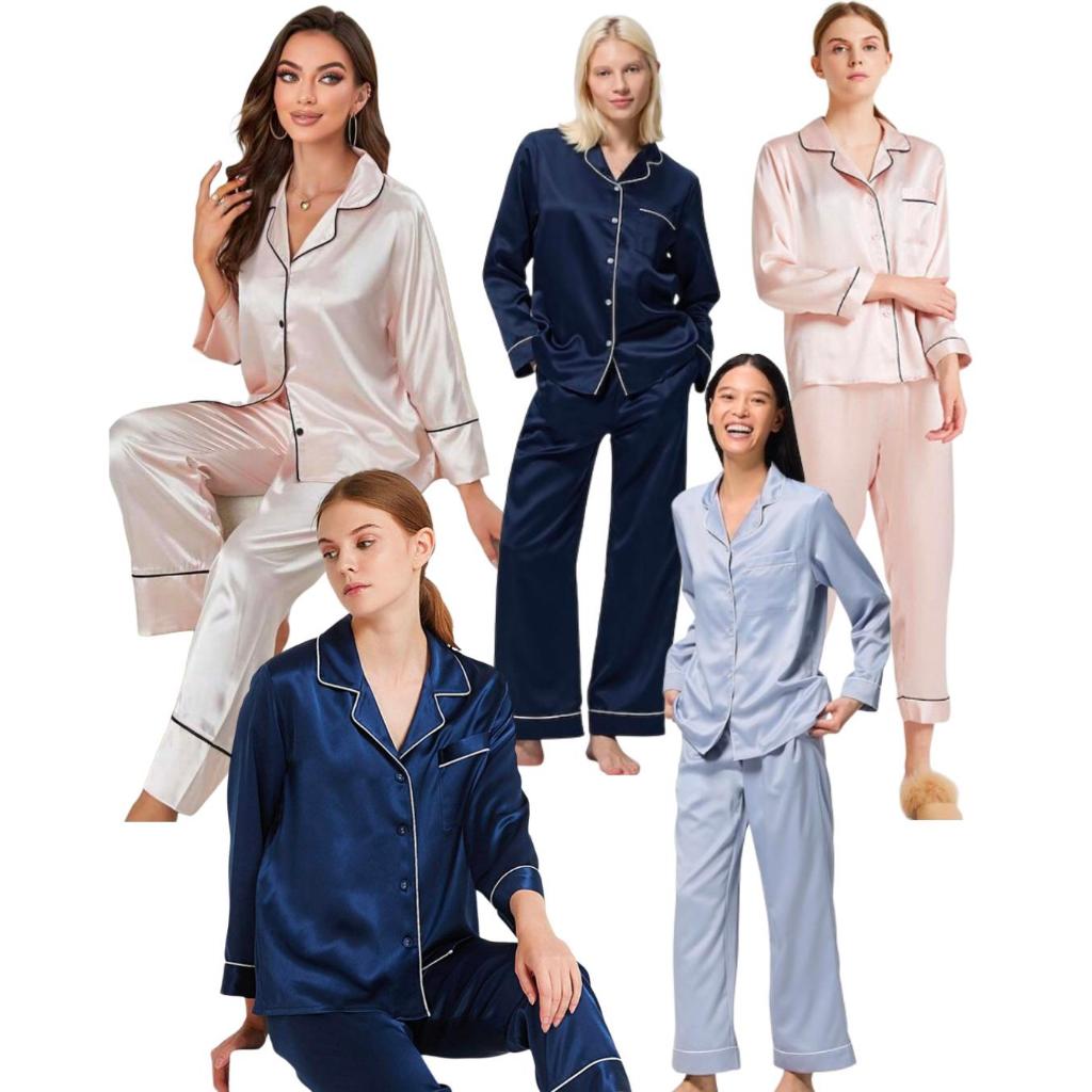 [17939] GU Uniqlo Pajamas Satin Setalan Baju Tidur Wanita Dewasa piyama panjang polos simple