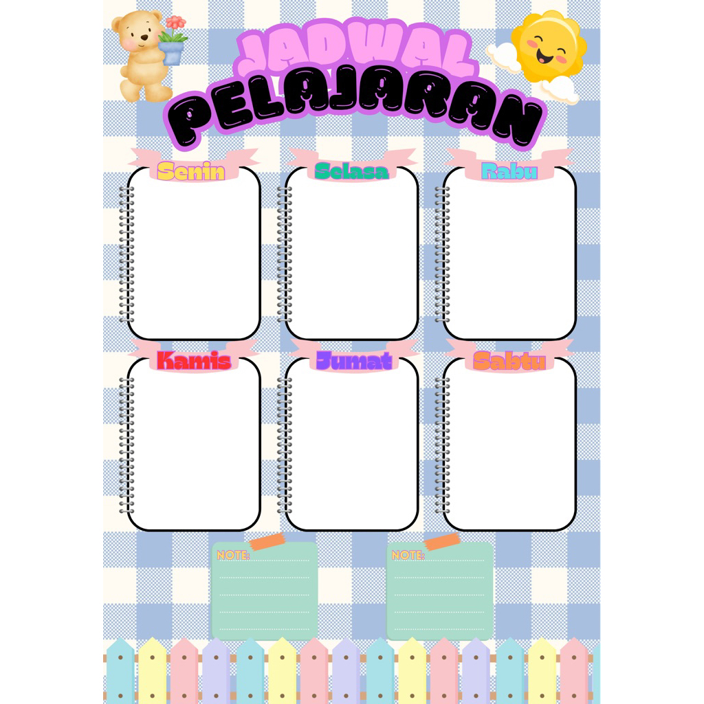 

poster jadwal pelajaran aestetik ukuran A4, bikin belajar lebih teratur