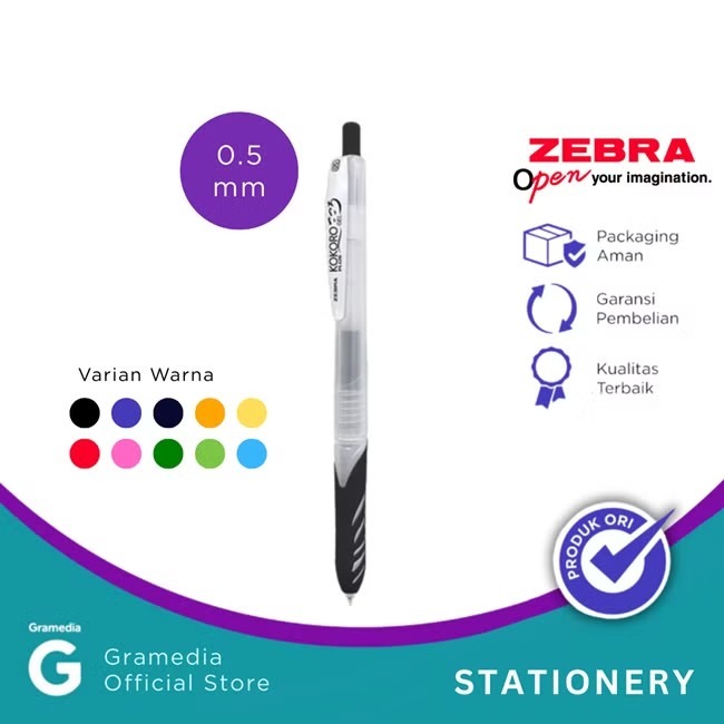 

Gramedia Karawaci - Zebra Kokoro Gel 0.5 Plus Black