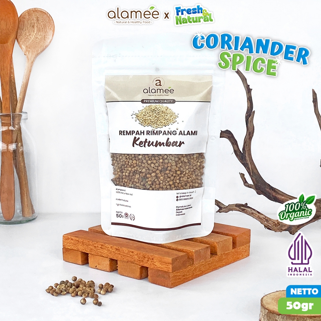 

ALAMEE Ketumbar Organik Coriander Seed Biji Rempah Rimpang Alami Bumbu Seasoning Masakan Masak 50gr fresh and natural